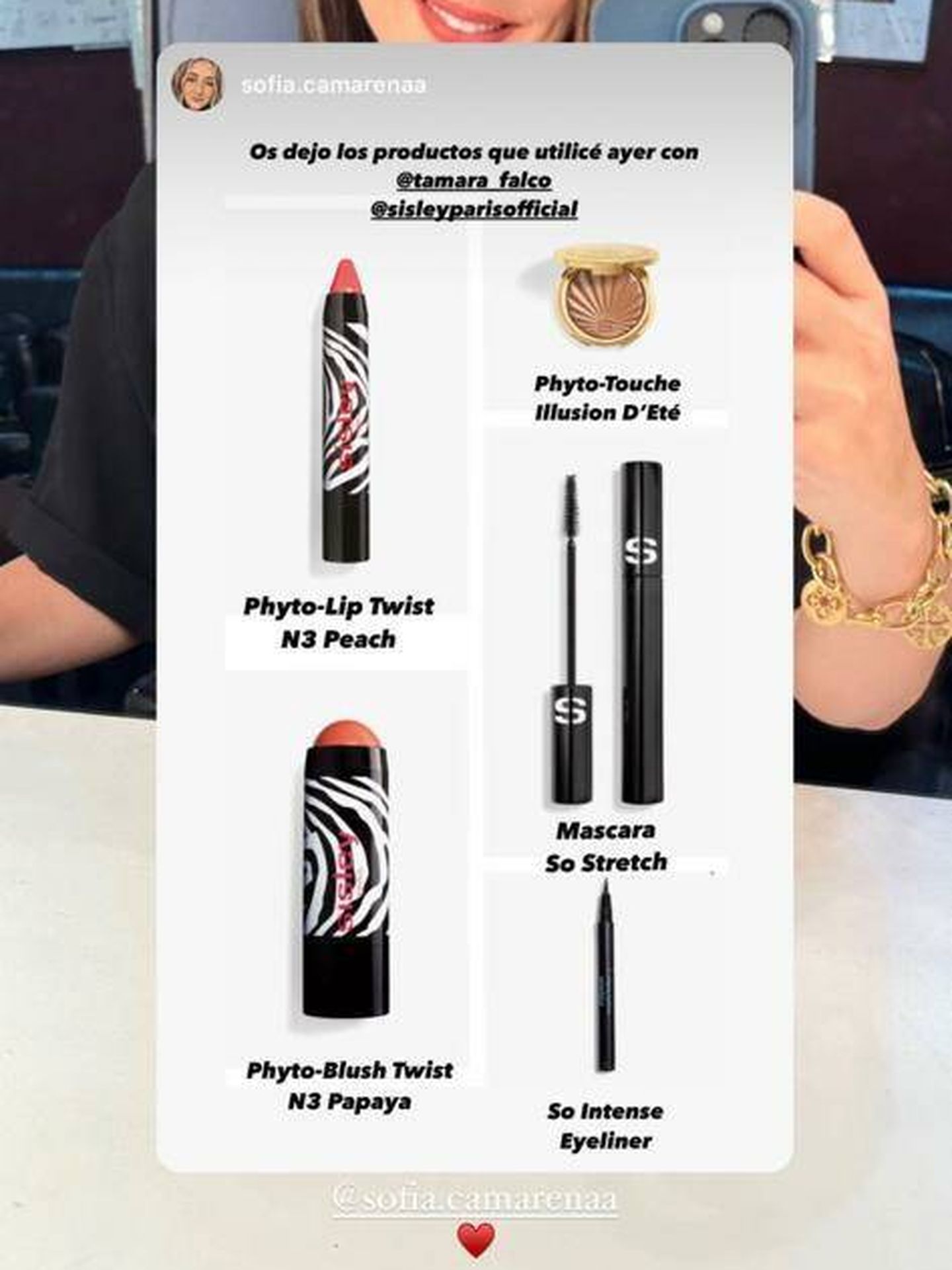 Tamara Falcó mostraba en Instagram los productos utilizados para su maquillaje. (Imastagream/@tamarafalco)
