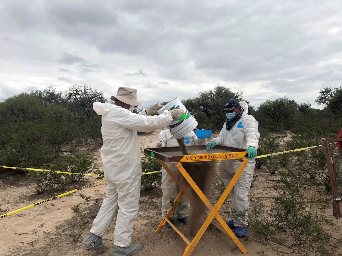 Foto: Fotografía cedida por Voz y Dignidad, que muestra a peritos forenses realizando labores de investigación en fosas clandestinas en Moctezuma, en el estado de San Luis Potosí (México) (EFE)