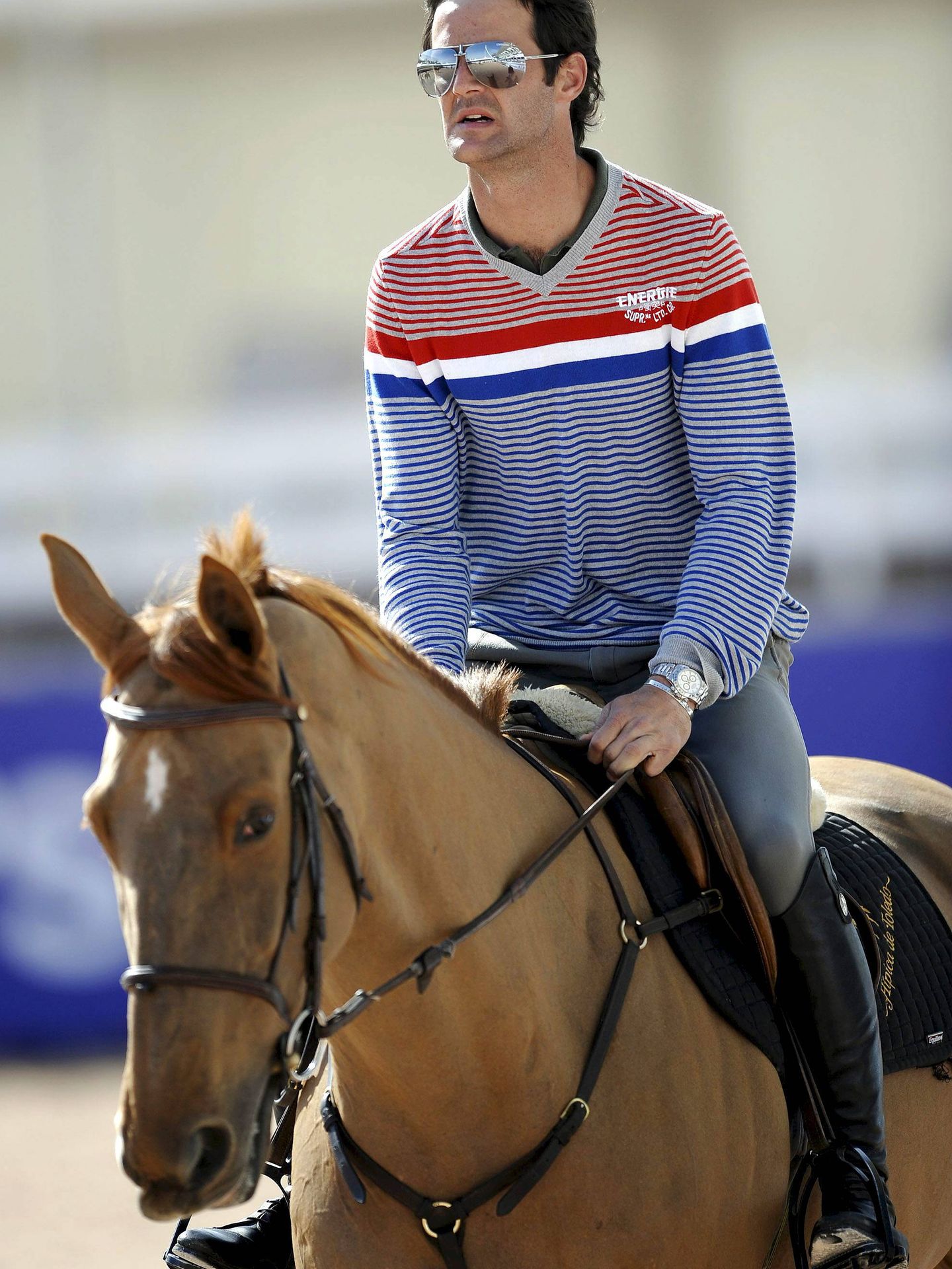 José Bono, hijo del expresidente del Congreso, cabalga durante el entrenamiento. (EFE)