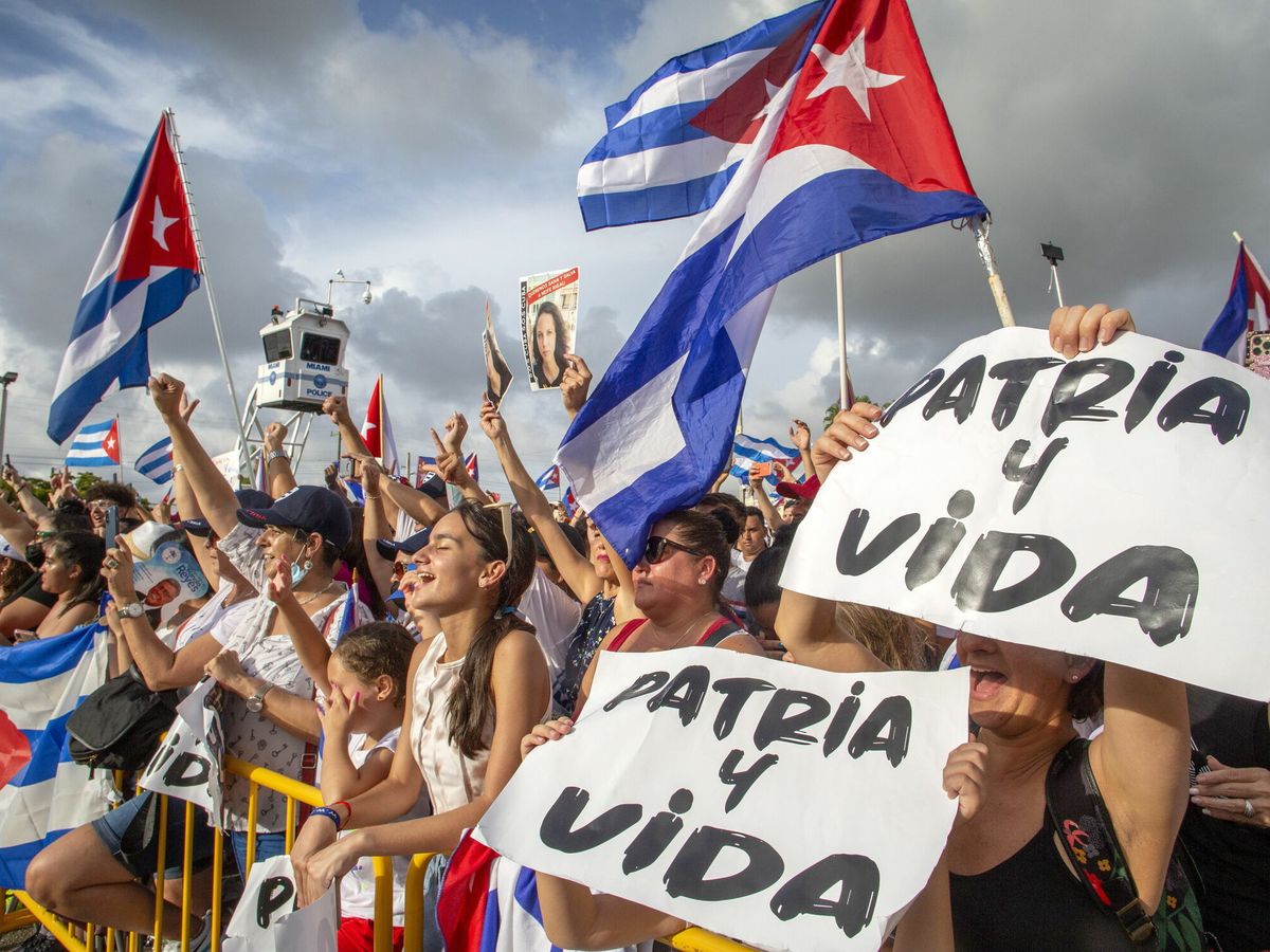 Foto: Protestas de cubanos en Miami. (EFE)