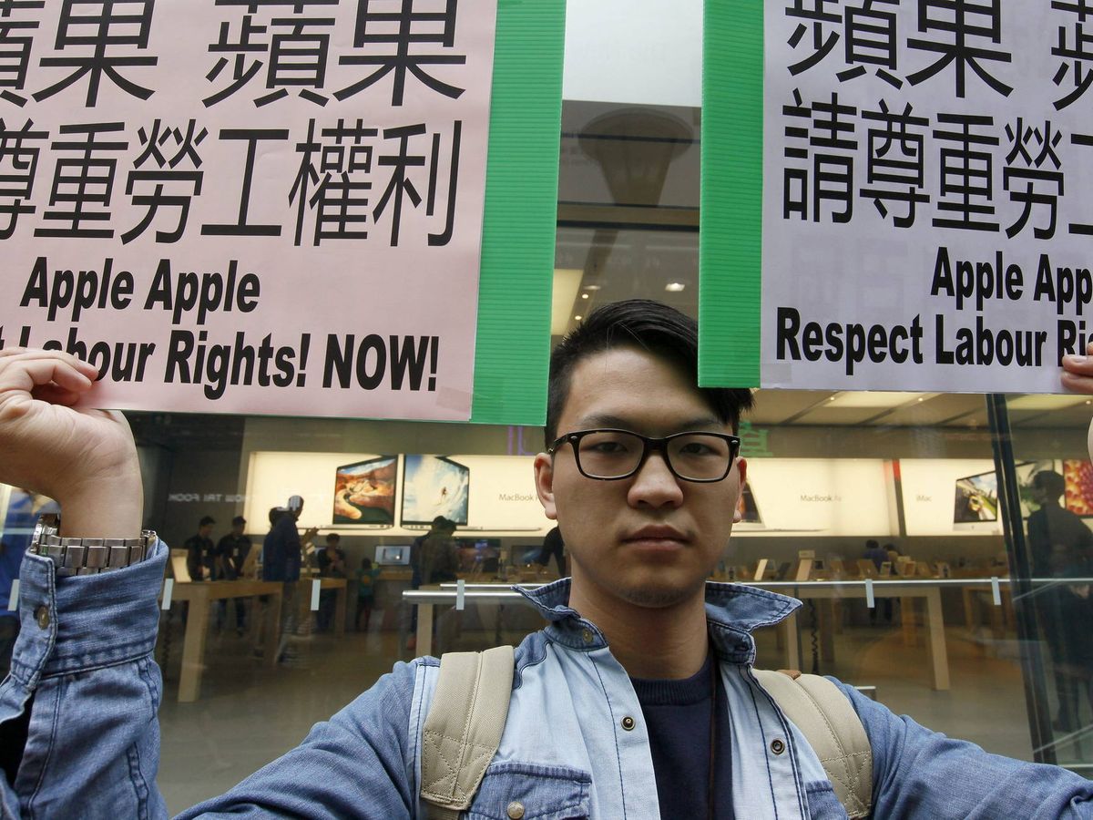 Foto: Protestas contra Apple en China. (Reuters)