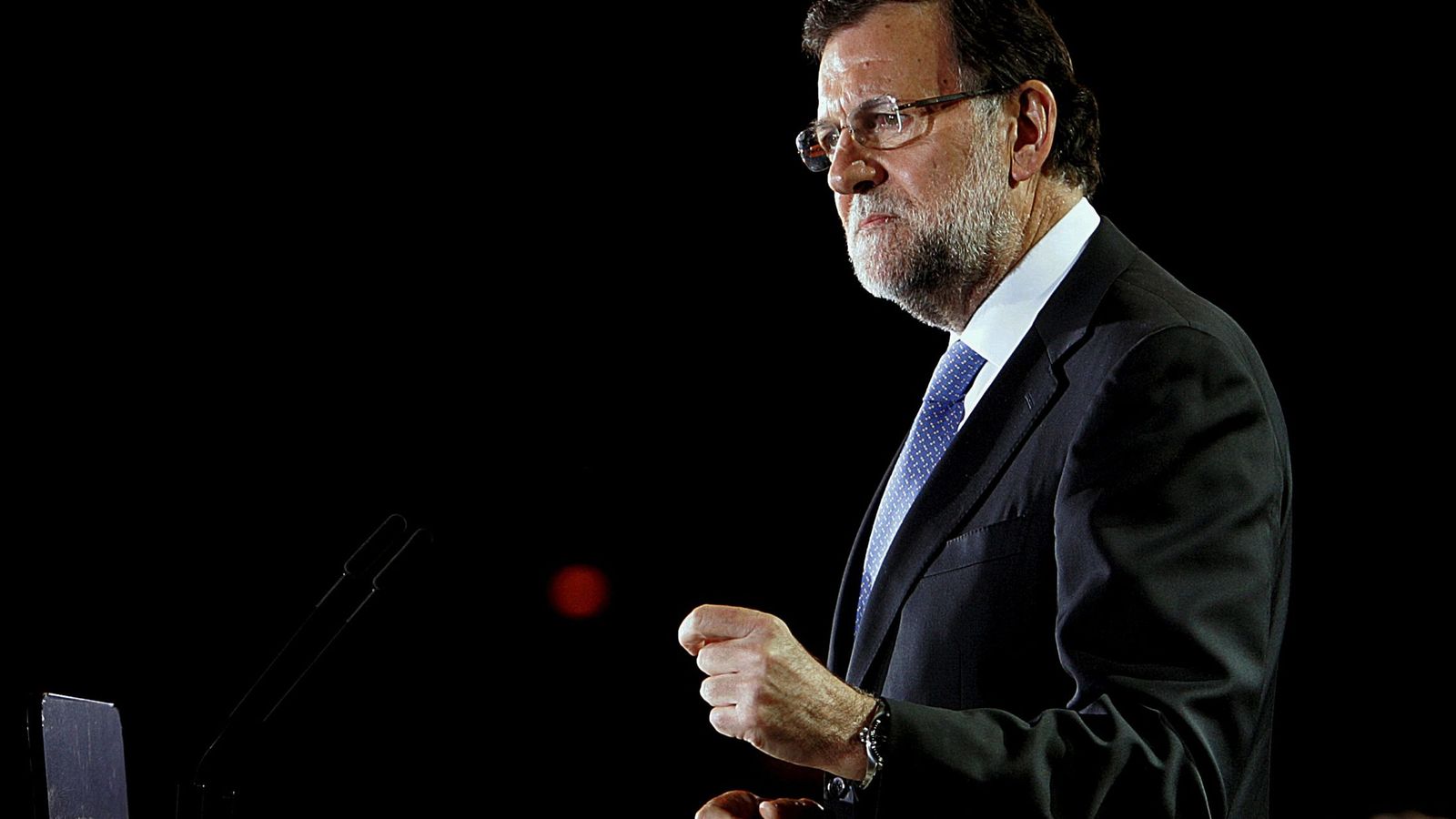 Foto: Mariano Rajoy durante el mítin en Orihuela (Alicante). (Reuters)