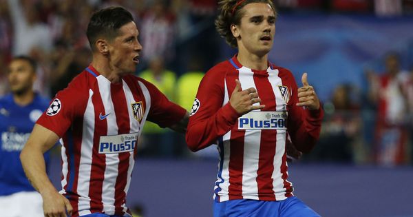 Foto: Torres y Griezmann celebran el gol del Atlético ante el Leicester en Champions. (Reuters)