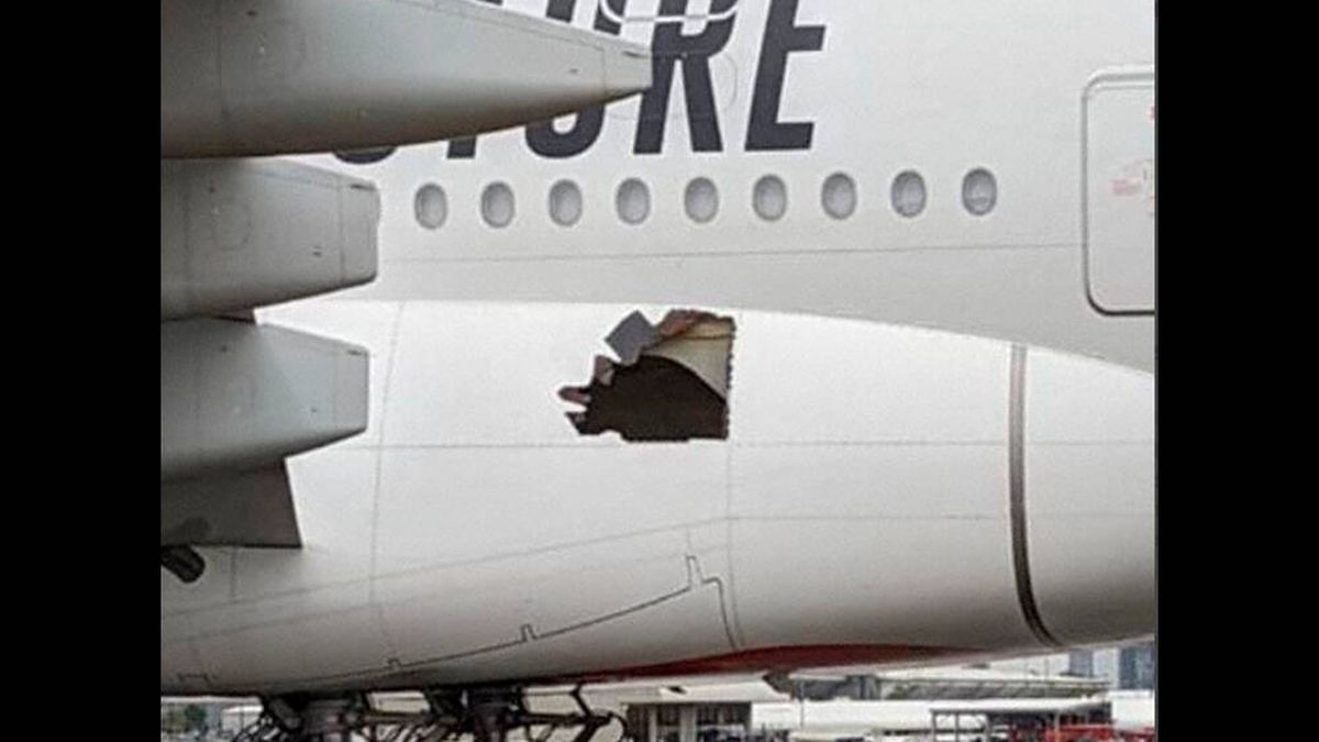 ¡Pánico en el aire! Un Airbus vuela 14 horas con un agujero en el costado