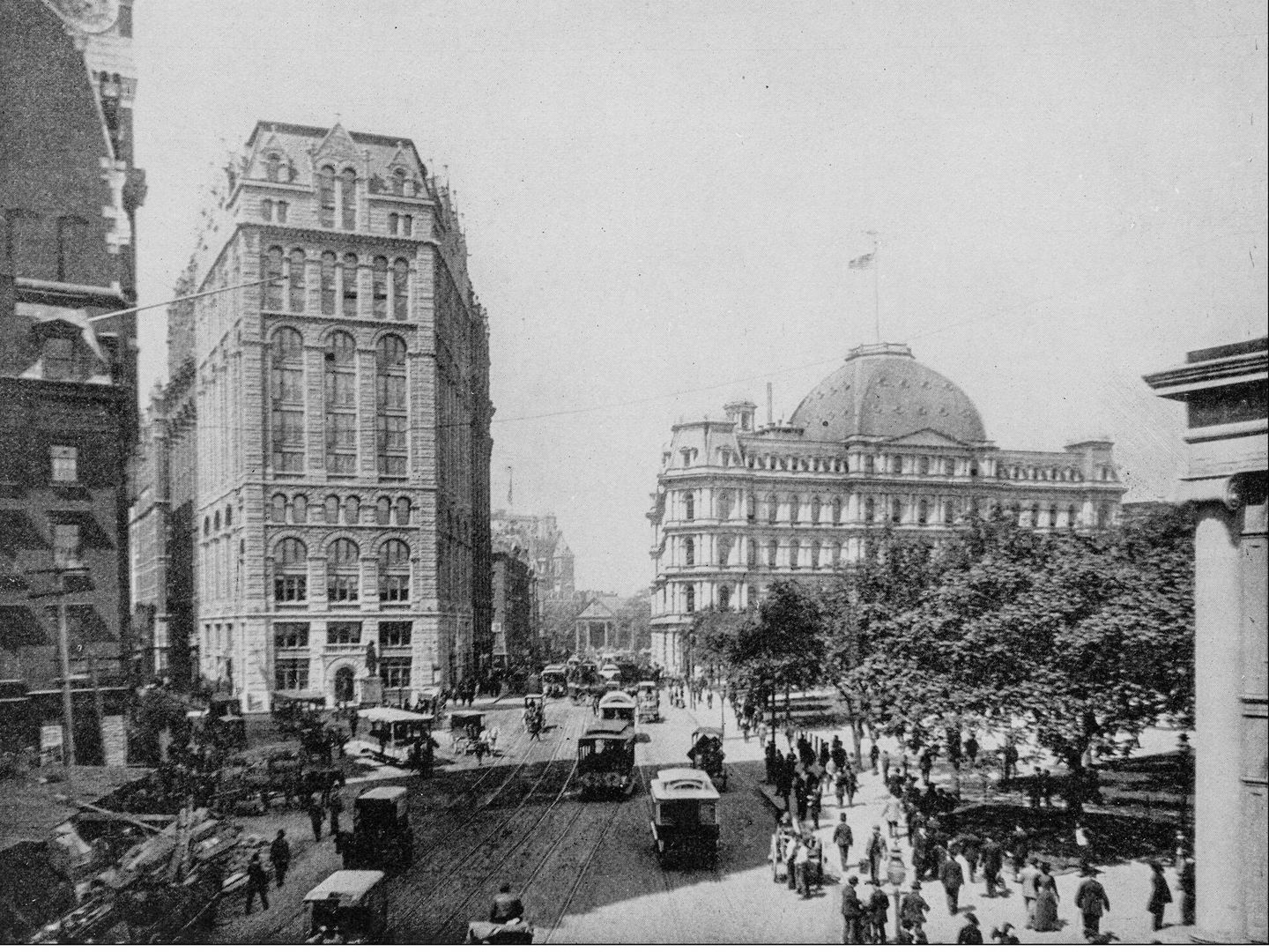 Nueva York, en una foto antigua a comienzos del siglo XX, cuando el ruido de los motores empezaba a molestar en las grandes ciudades. (iStock)