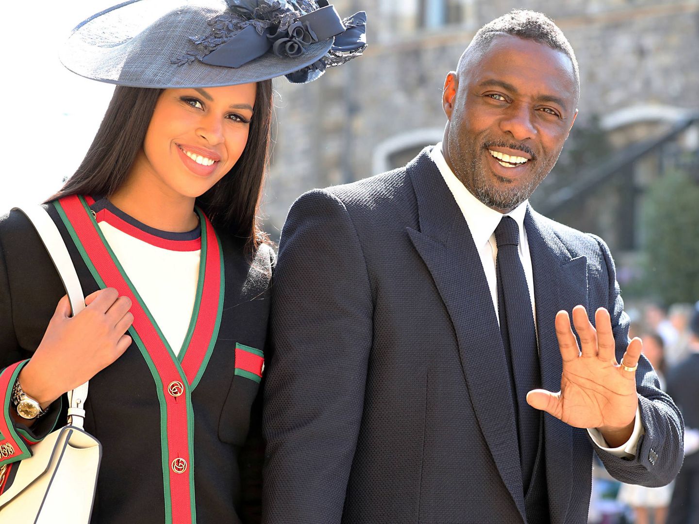 Idris Elba y Sabrina Dhowre en la boda del príncipe Harry y Meghan Markle. (Getty)