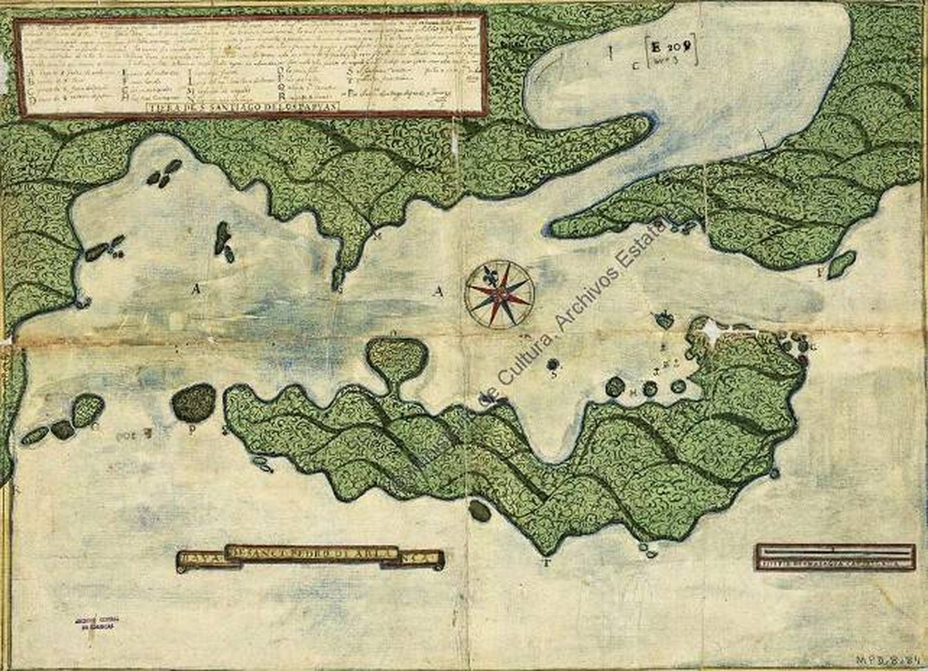 Mapa de 1606 de Diego de Prado de la Bahía San Pedro de Arlanza (Triton Bay, Nueva Guinea).