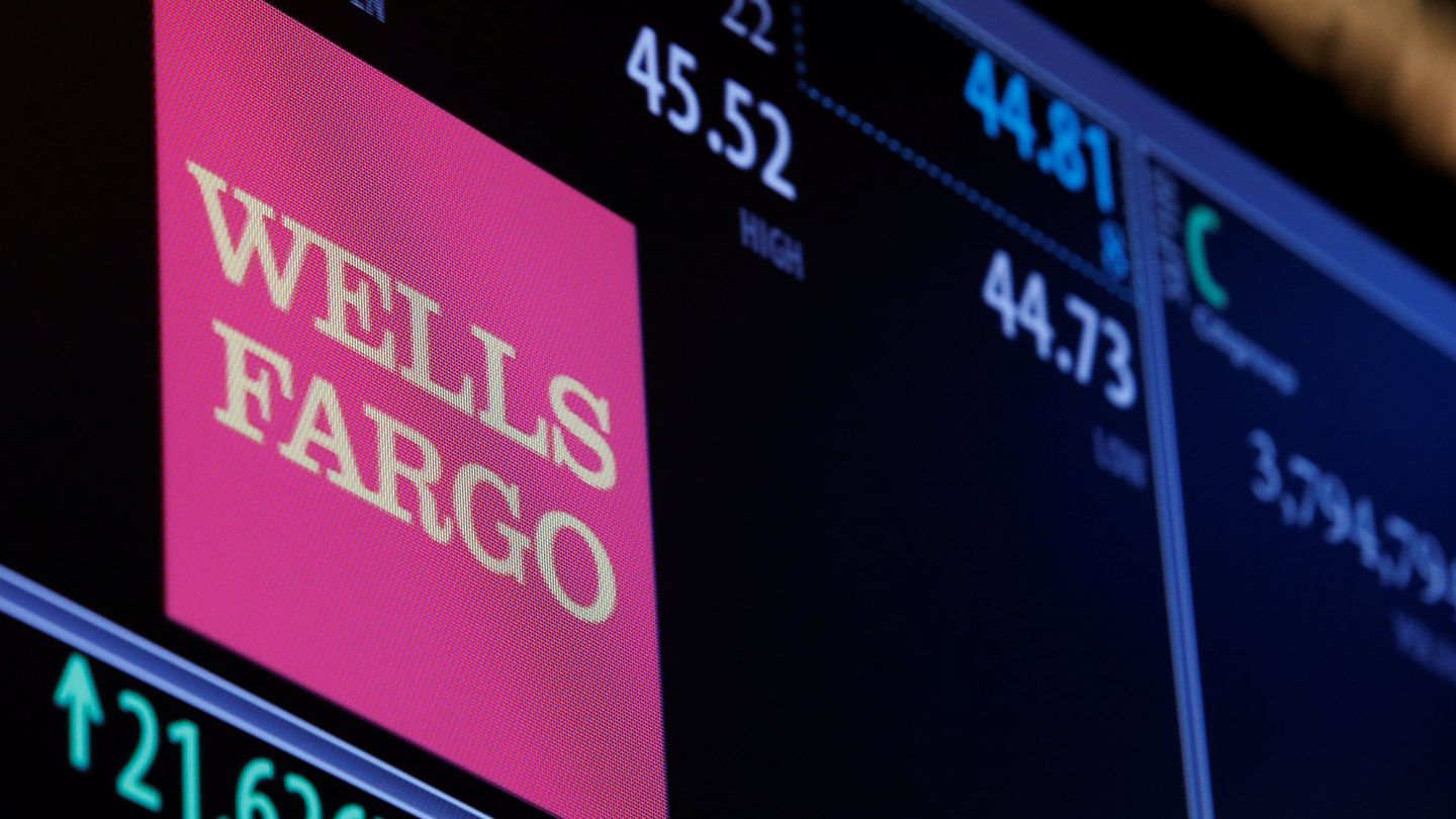 Logo de Wells Fargo en la Bolsa de Nueva York 