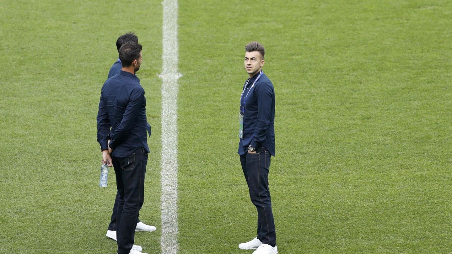 Varios jugadores de Italia en el Stade de France (John Sibley/Reuters).