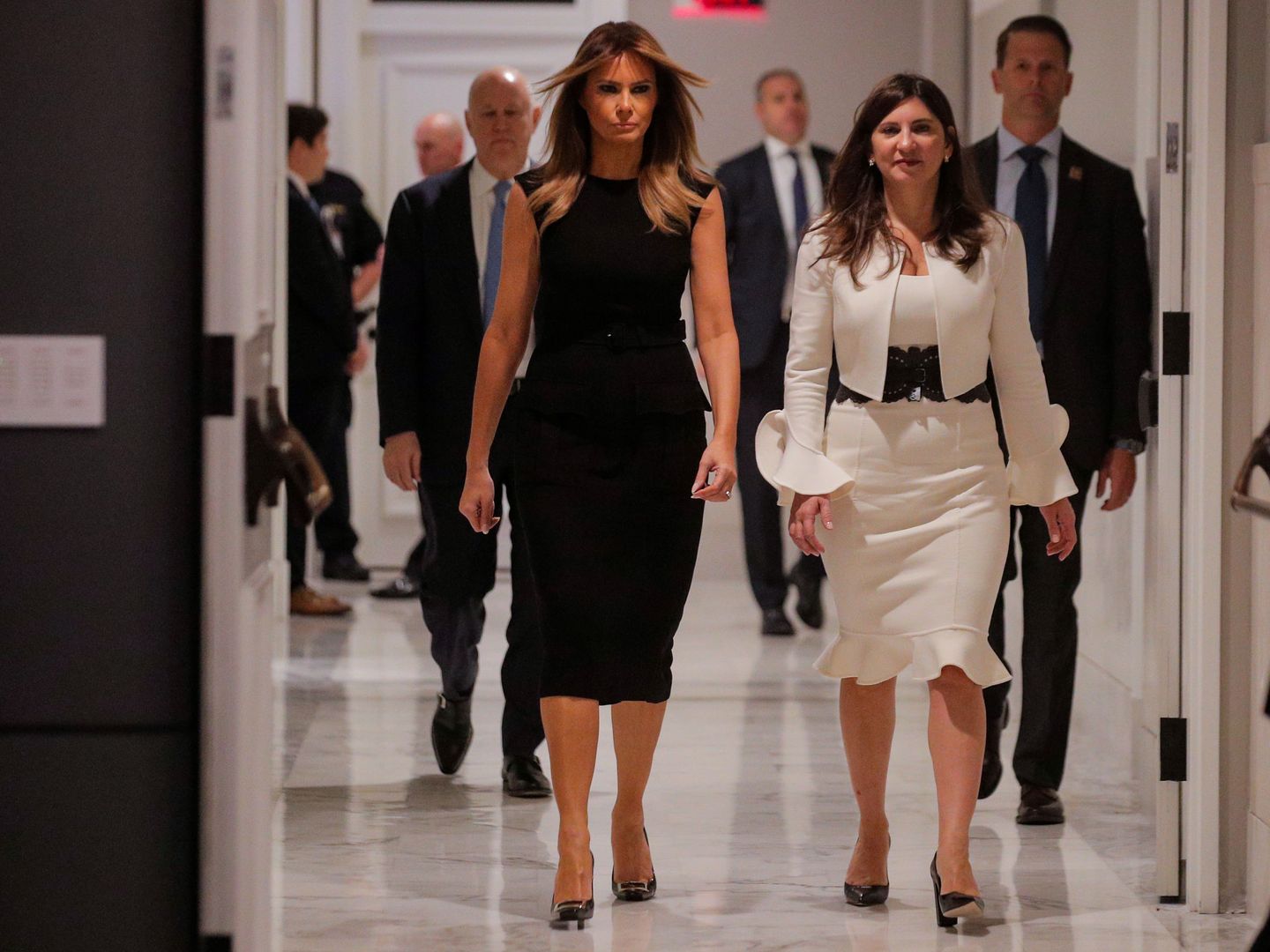 Melania Trump con el mismo vestido de Prada hace dos semanas. (Reuters)