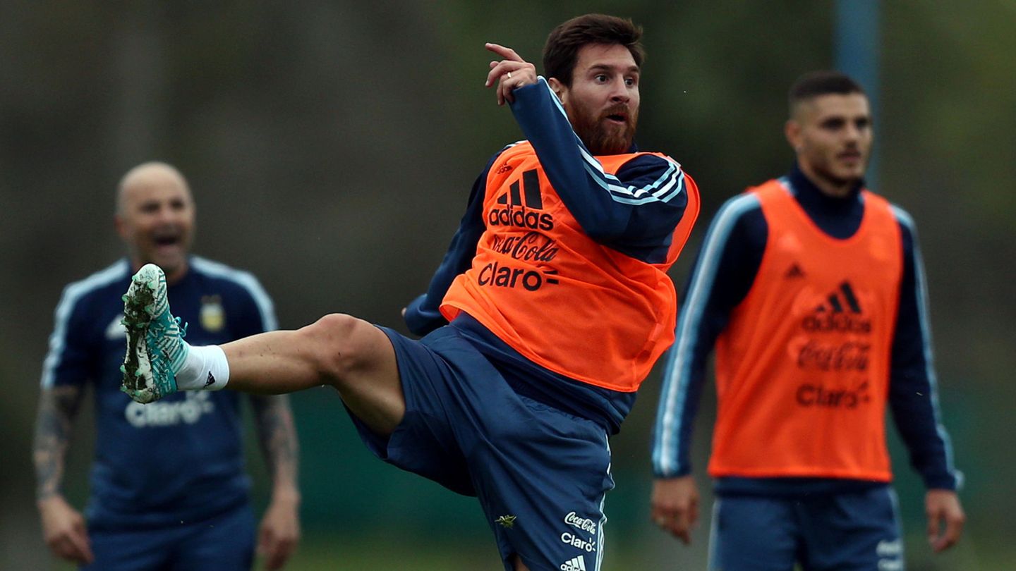Messi, entrenándose en Valdebebas. (EFE)