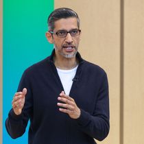 Foto: El CEO de Google, Sundar Pichai, durante la conferencia. (Reuters/Manuel Orbegozo)