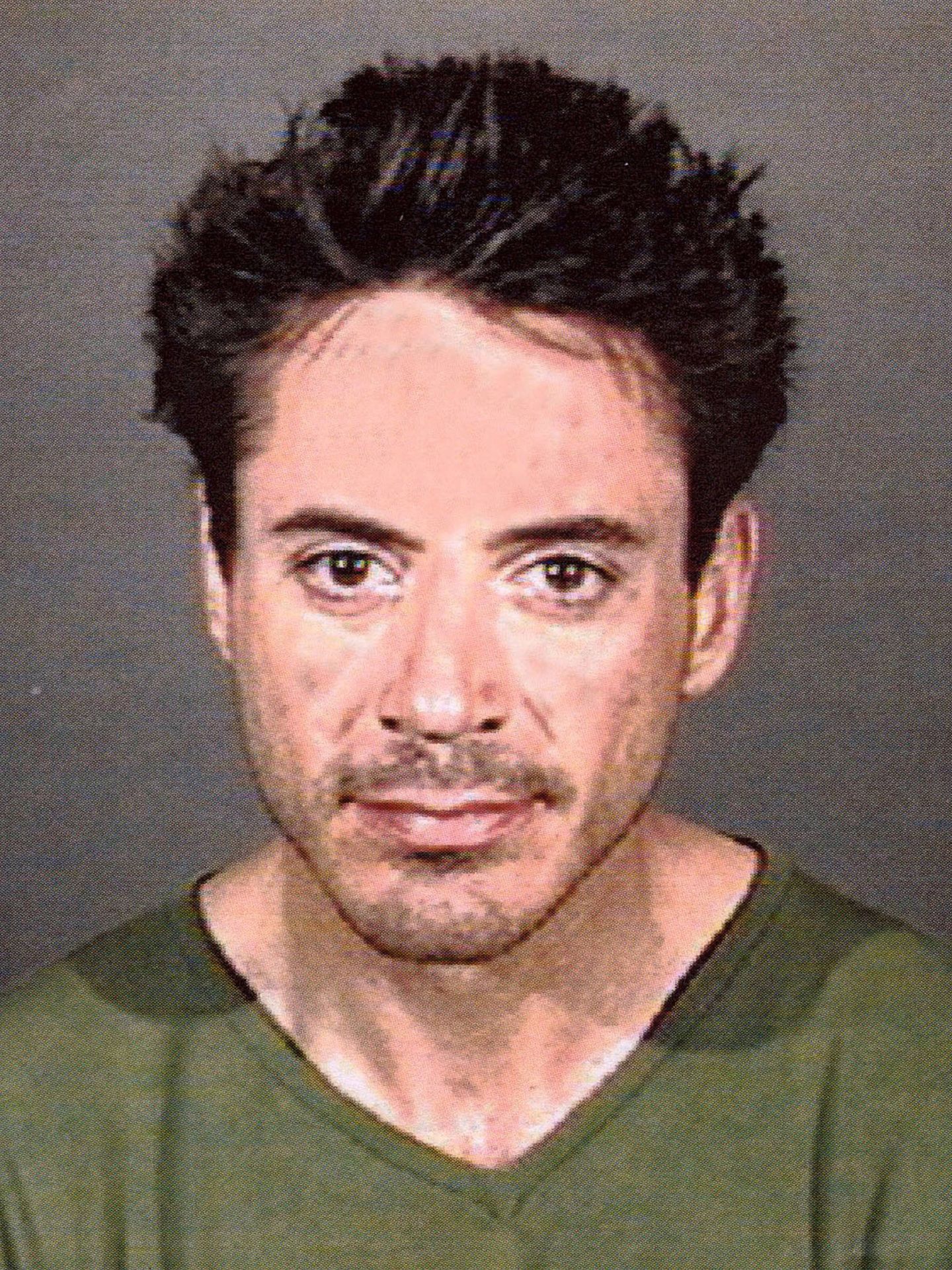 Robert Downey Jr., en la foto de la ficha policial. (Getty)