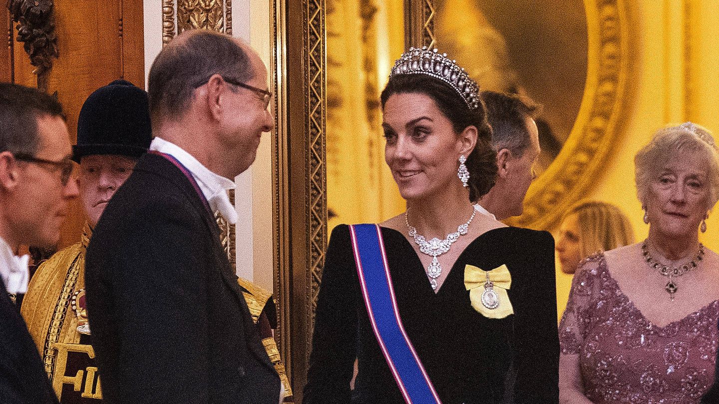 Kate Middleton, en la recepción al cuerpo diplomático en Buckingham. (Getty)