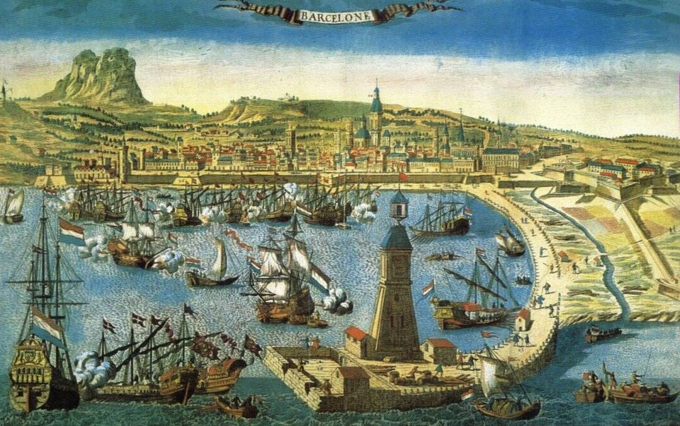 El puerto de Barcelona en el siglo XVIII, puerta del comercio catalán. (Wikimedia Commons) 