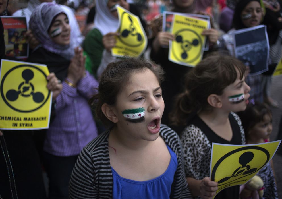 Foto: Manifestación en contra del ataque químico producido el pasado miércoles. (Reuters)