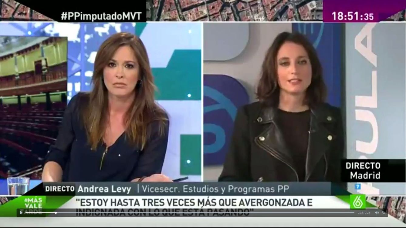 Andrea Levy en el programa 'Más vale tarde'. 