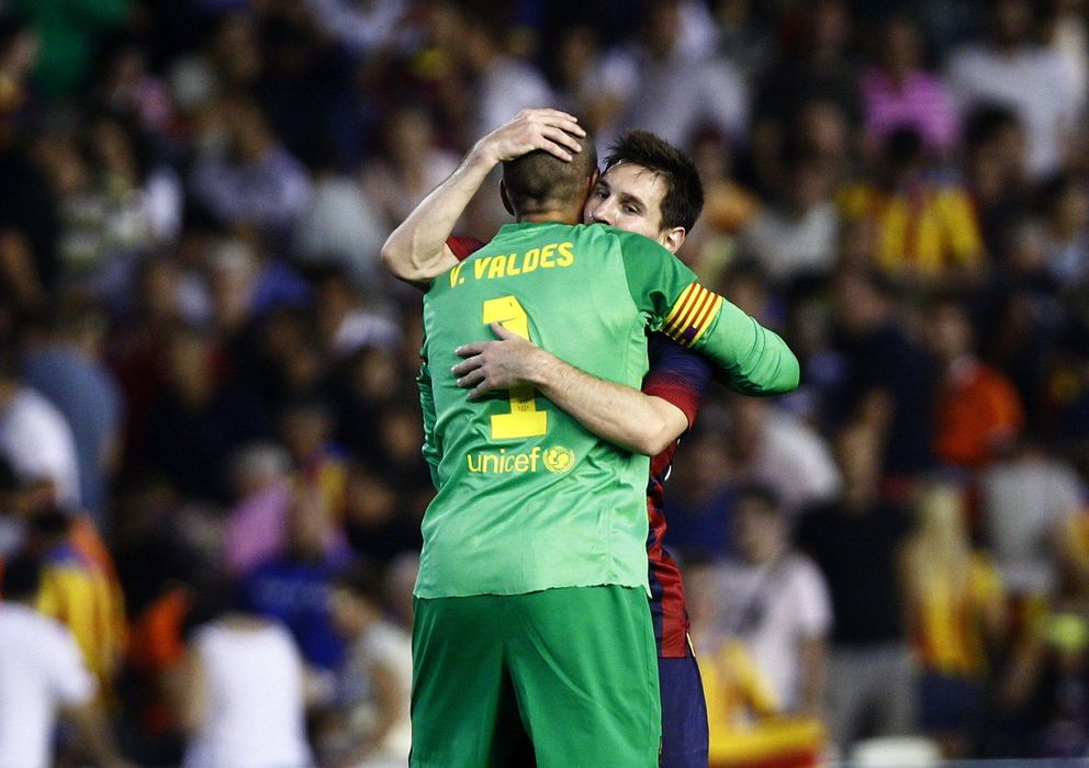 Foto: Valdés y Messi en un encuentro de esta temporada (Efe).