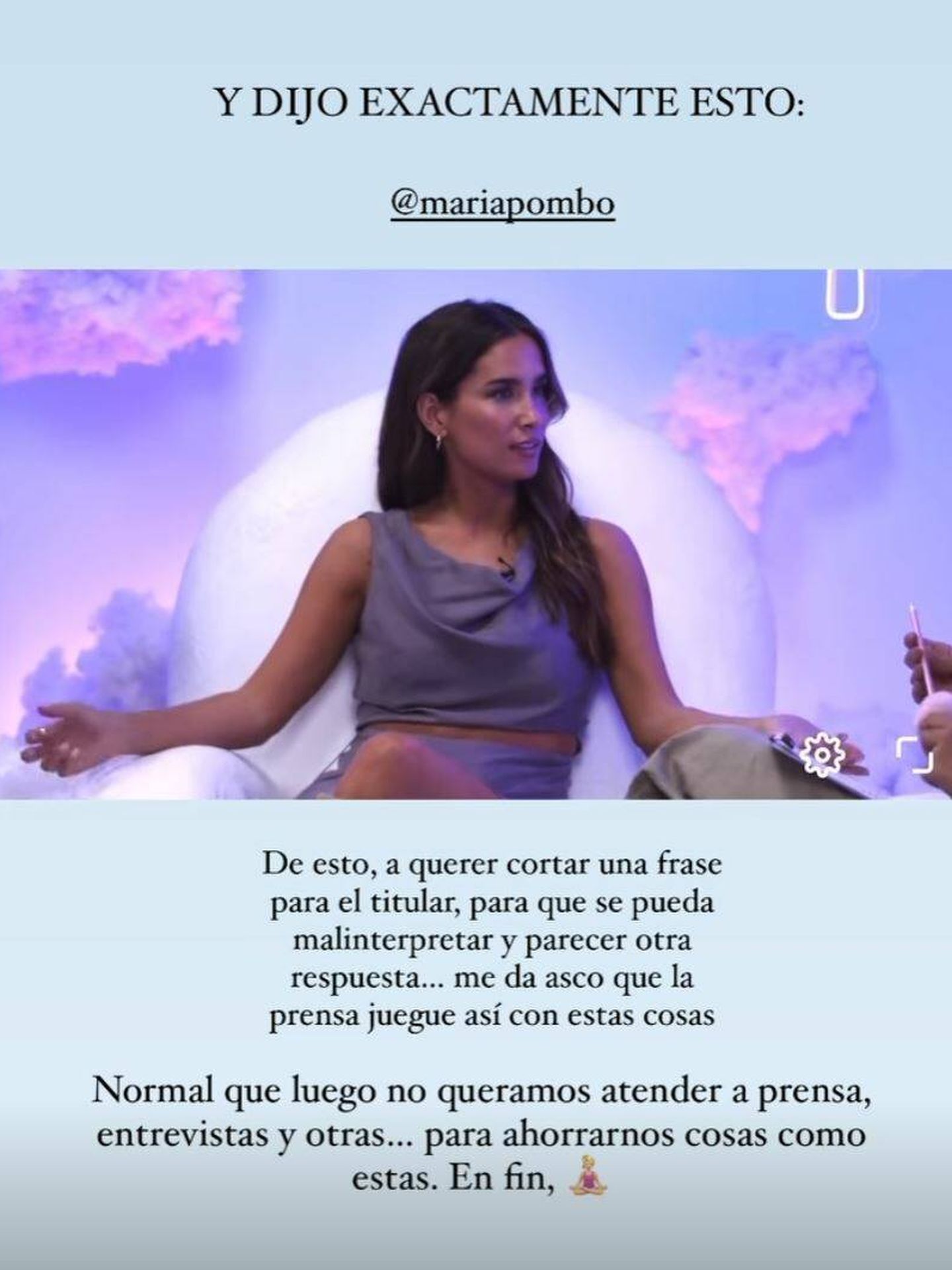 Story de Laura Escanes sobre María Pombo. (Instagram/@lauraescanes)
