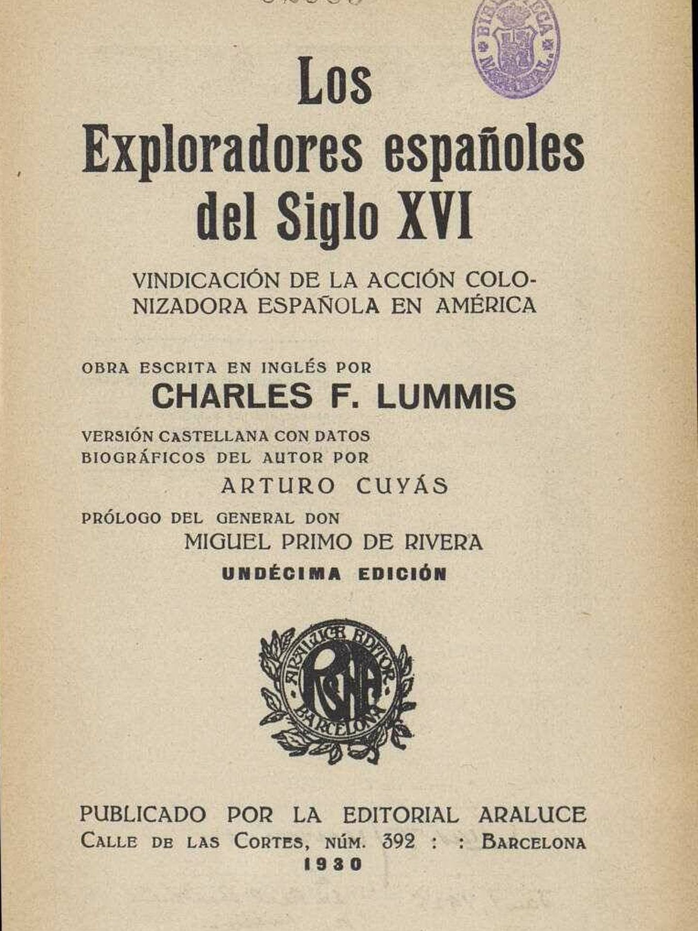 'The Spanish Pioneers', traducida al español, publicada en 1930.