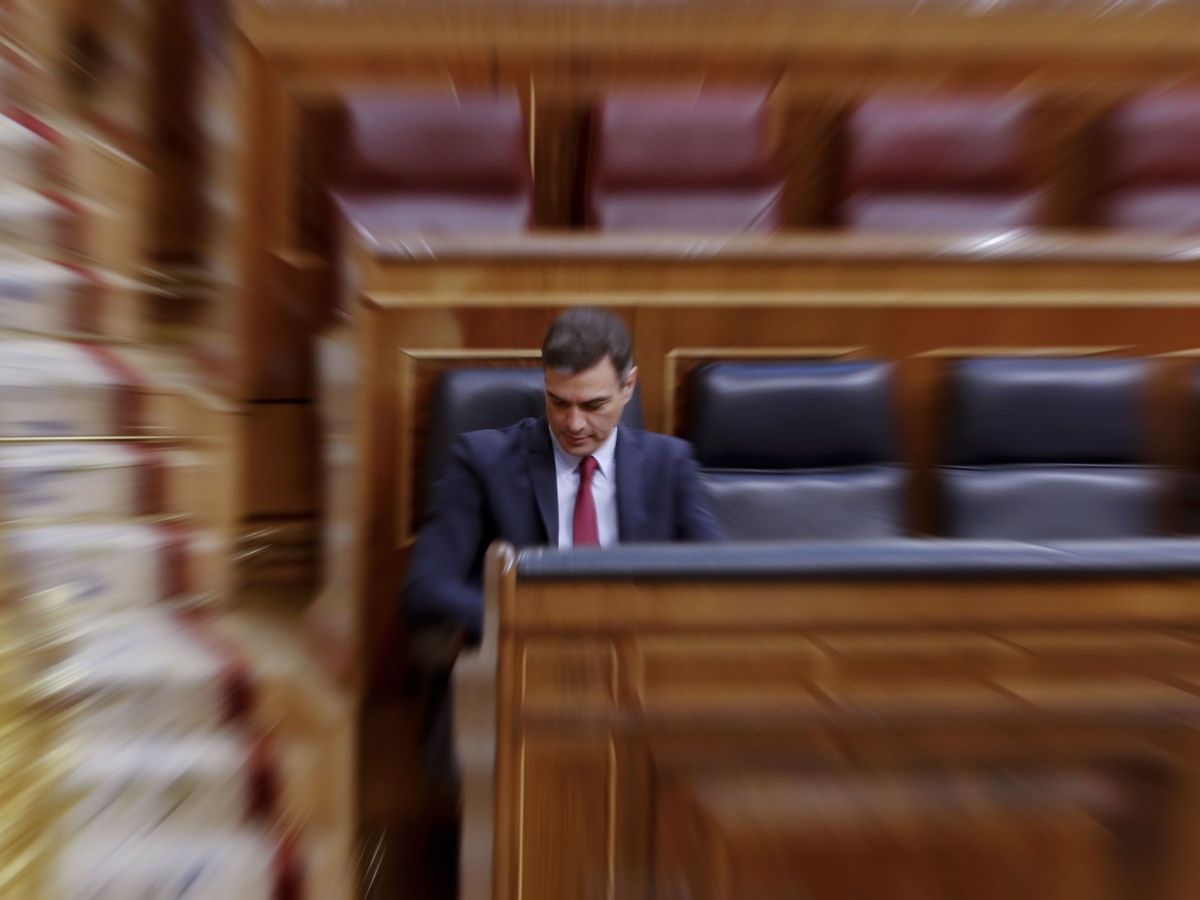 Foto: El presidente del Gobierno, Pedro Sánchez, durante la sesión de control al Ejecutivo en el Congreso. (EFE)