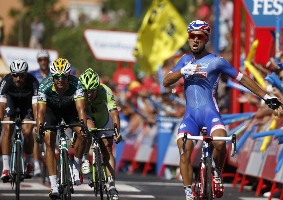 Foto: Bouhanni celebra su segunda etapa en la Vuelta (EFE).