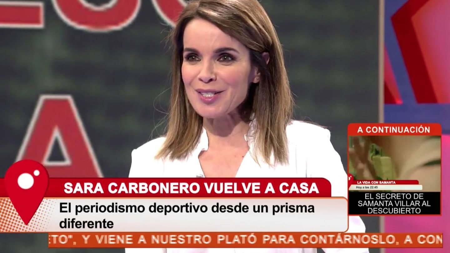 Carme Chaparro, durante su entrevista a Sara Carbonero. (Mediaset)