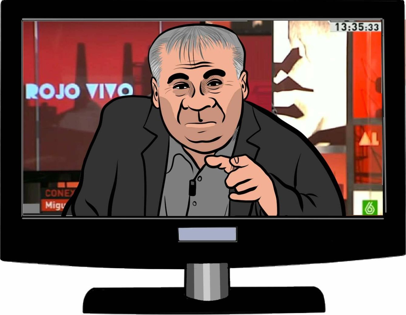 Caricatura del periodista de LaSexta, Antonio García Ferreras, dentro de un televisor. (P. V.)