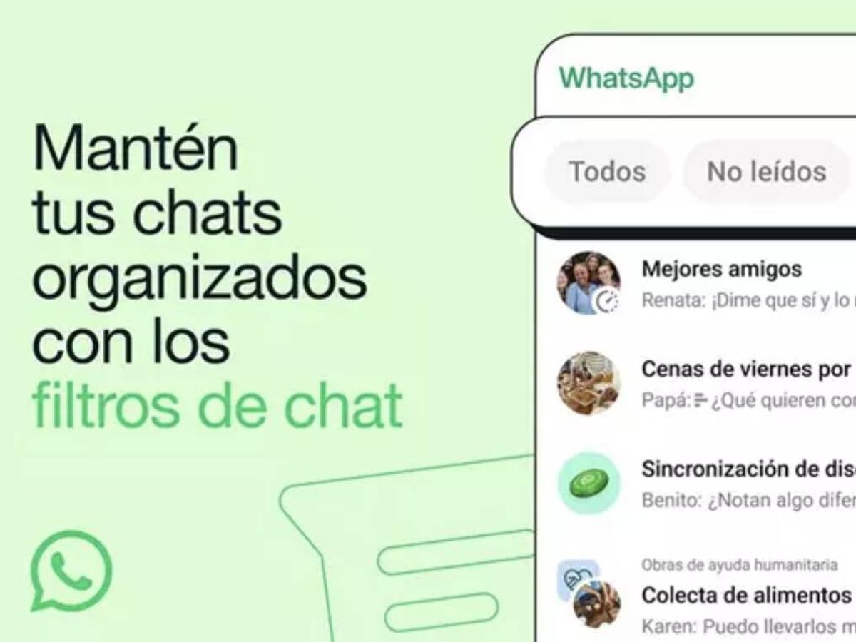 Foto: WhatsApp presenta 'filtros de chat' (Meta)