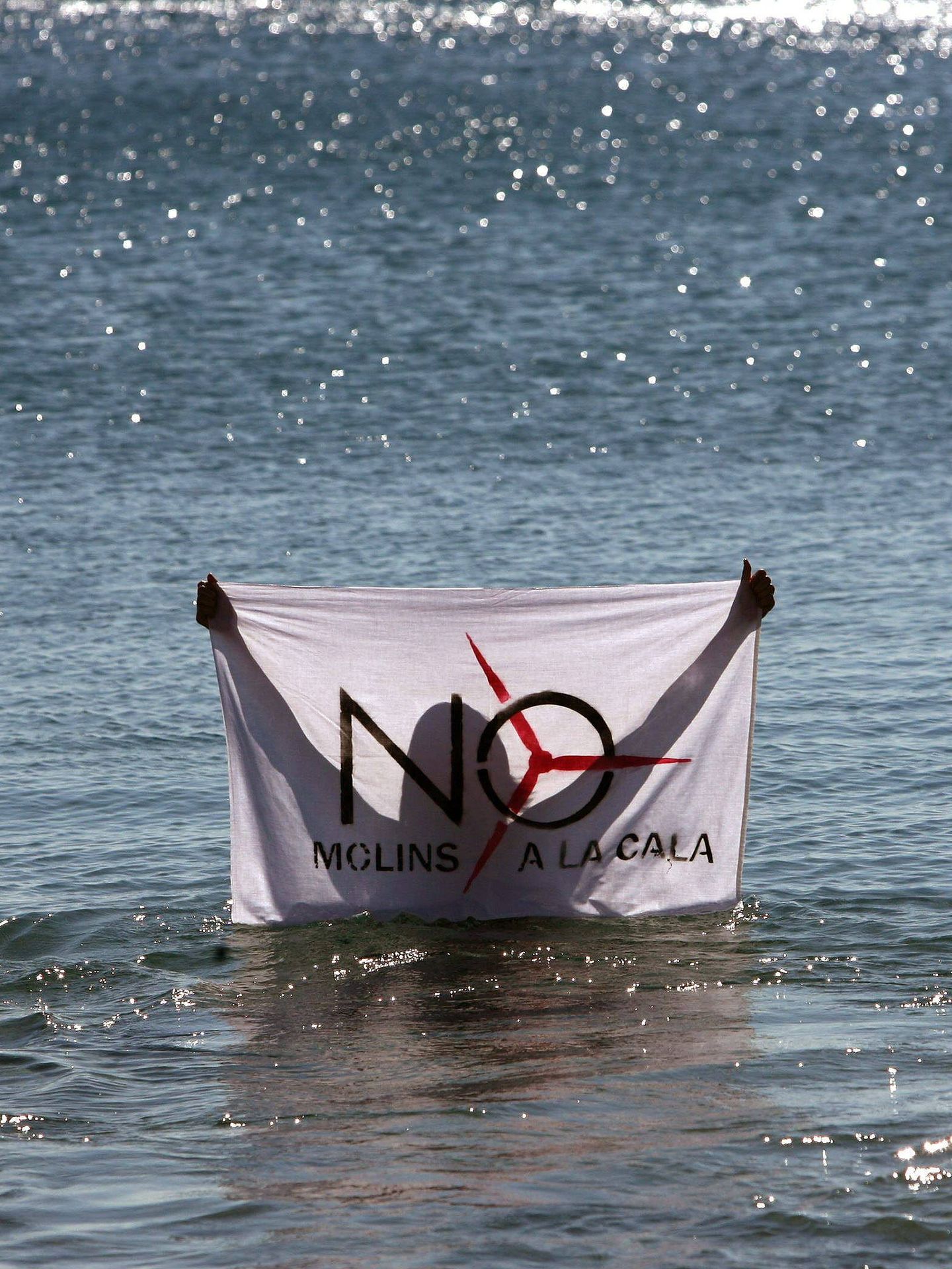 Protesta contra la eólica marina en L'Ametlla de Mar, Tarragona. (EFE/J. Sellart)