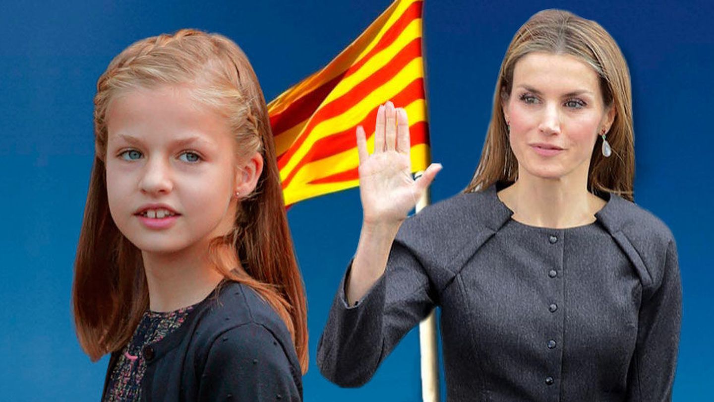 La infanta Leonor y su madre, la Reina Letizia, con la bandera catalana (fotomontaje Vanitatis)
