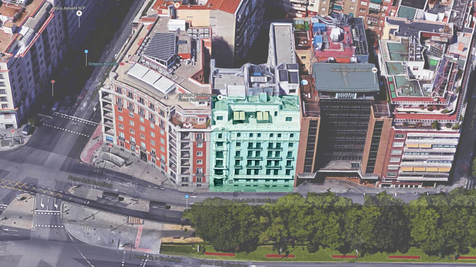 Foto: Imagen aérea del edificio situado en el paseo de la Castellana 55.