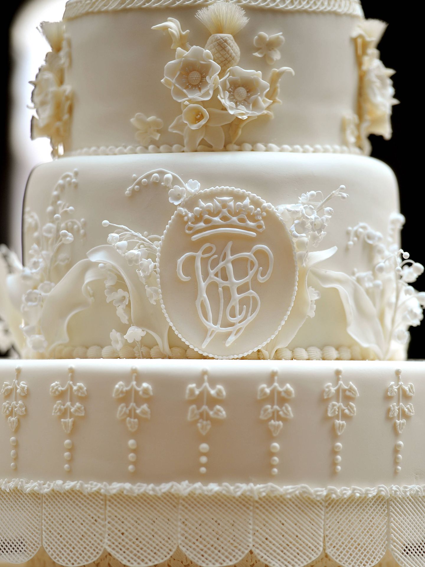 La tarta del equipo de Fiona Carins Ltd of Leicestershire para el príncipe Enrique y Kate Middleton. (Getty Images)