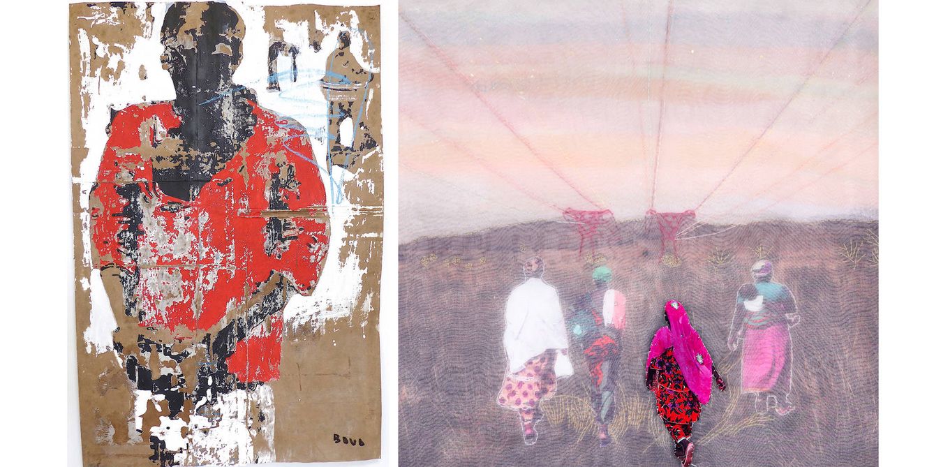 A la izquierda, 'Le Viep' (Foto: Galerie Ce?cile Fakhoury). A la derecha, 'Joana Choumali Moving Forward' (Foto: Loft Art Gallery)