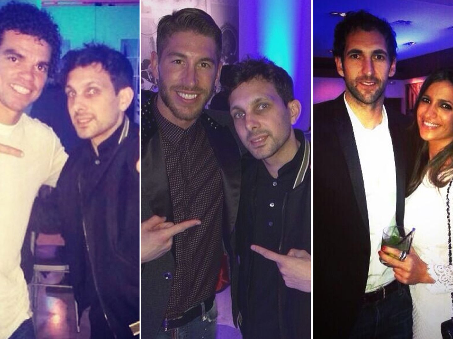 Pepe y Sergio Ramos con el mago Dynamo y Diego López con Iria Otero (Twitter / Instagram)