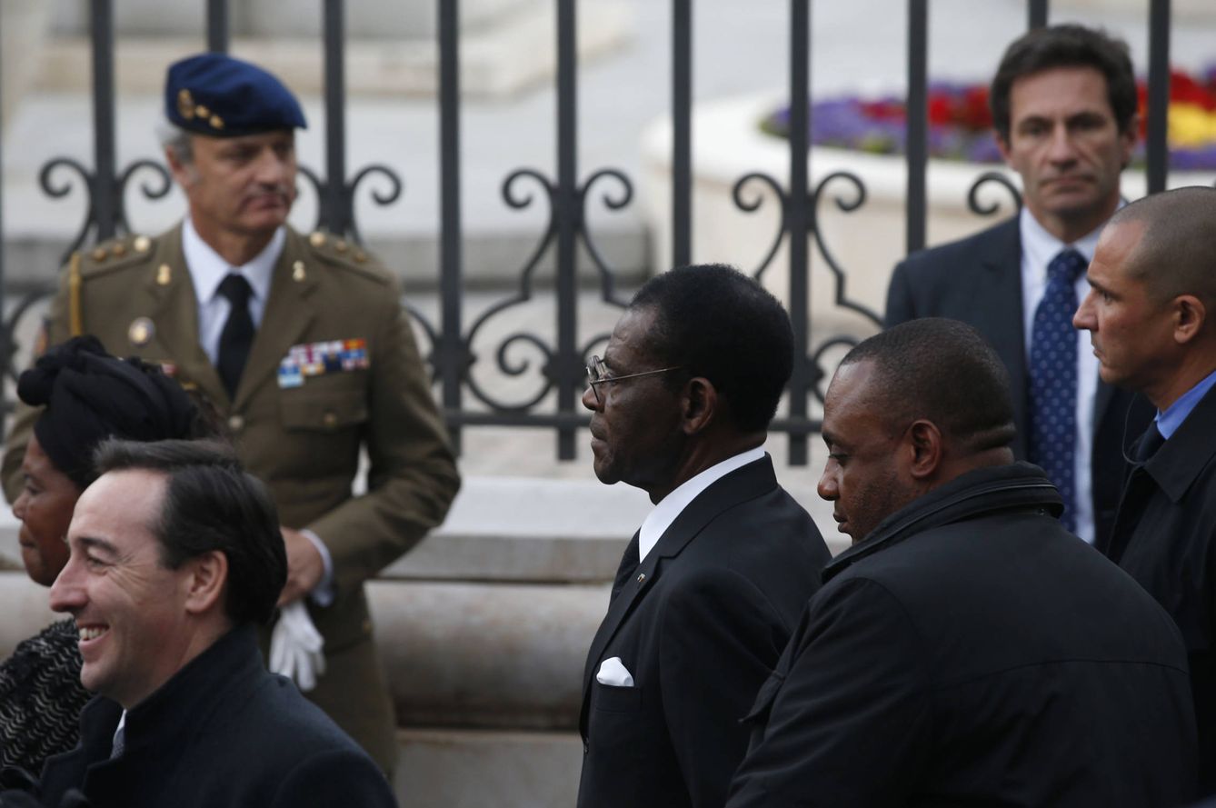 Teodoro Obiang, presidente de Guinea Ecuatorial, durante el funeral por Adolfo Suárez, en Madrid. (Reuters) 