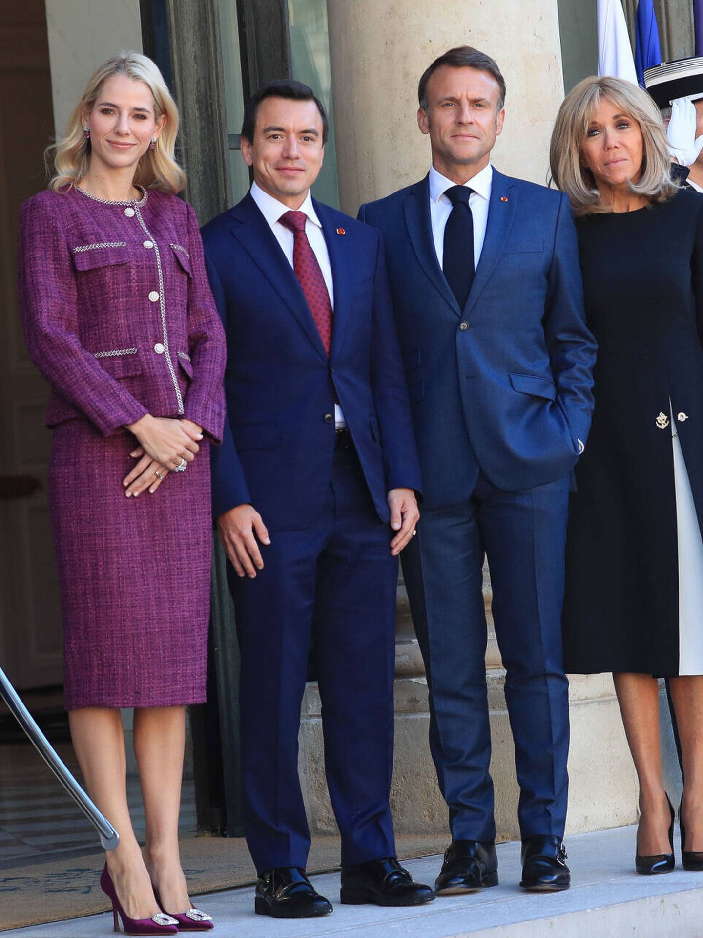 Lavinia Valbonesi y Daniel Noboa visitan el Palacio de los Campos Elíseos al encuentro de los Macron. (Gtres)