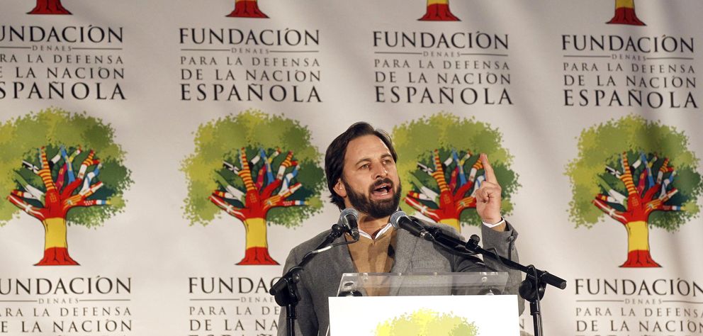 Santiago Abascal, en la fundación DENAES, que también preside. (Efe)