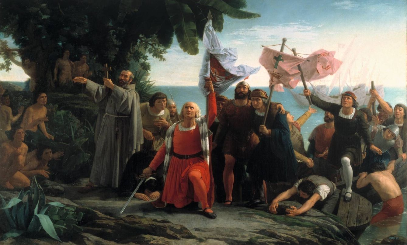 La llegada de los españoles al Caribe, en 1492. (Dióscoro Puebla)