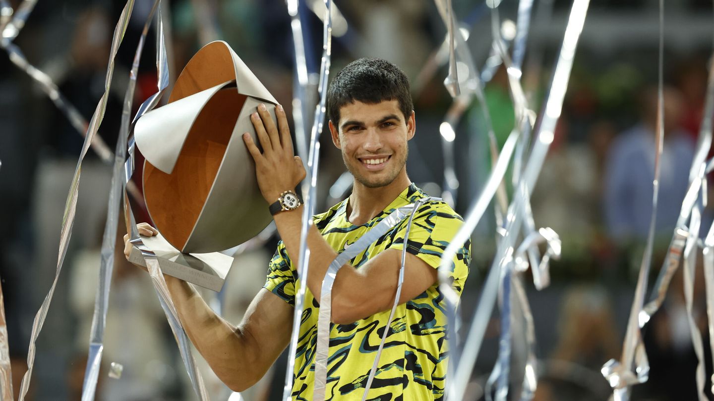Alcaraz consiguió su segundo título en Madrid. (EFE/Chema Moya)