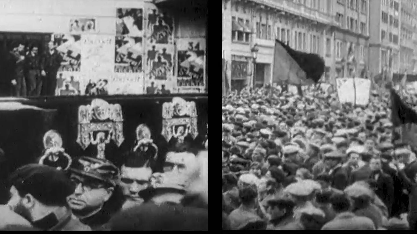 Fotograma del documental del entierro de Durruti.