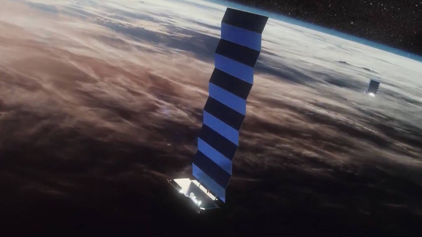 Ilustración de satélites Starlink en órbita. (SpaceX)