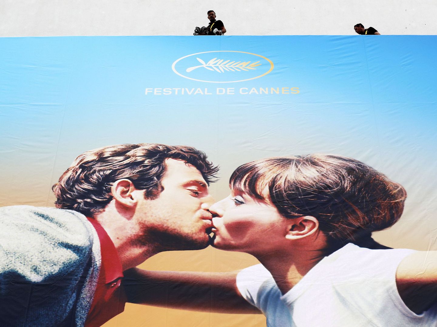 El poster del 71 festival de Cannes con Anna Karina y Jean-Paul Belmondo. (EFE)