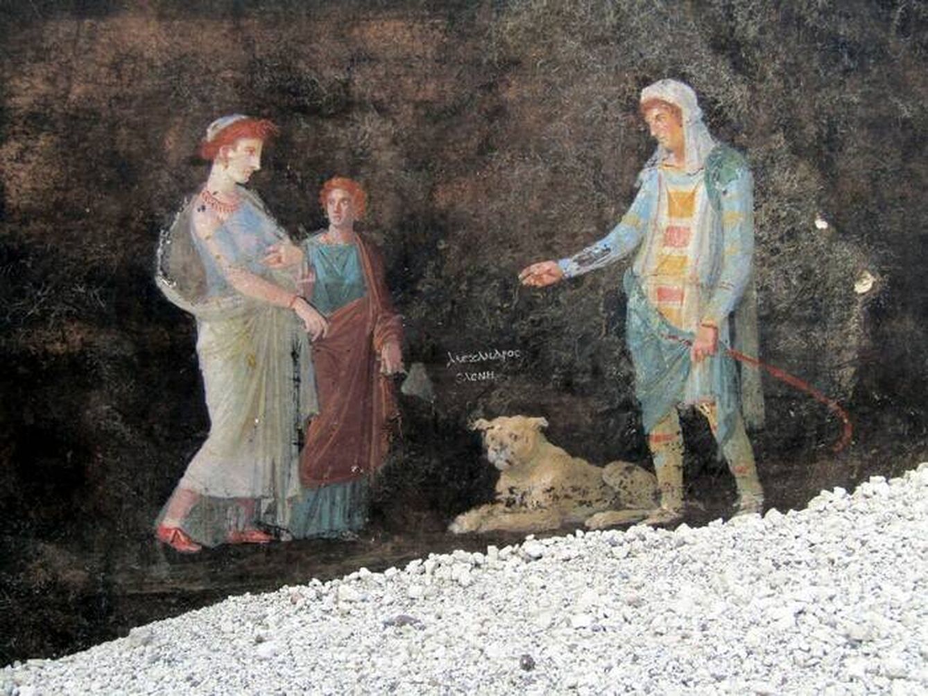 Otro de los frescos del salón de banquetes descibierto en Pompeya. Uno de los frescos hallados en Pompeya.  (EFE/ Ministerio de Cultura de Italia)