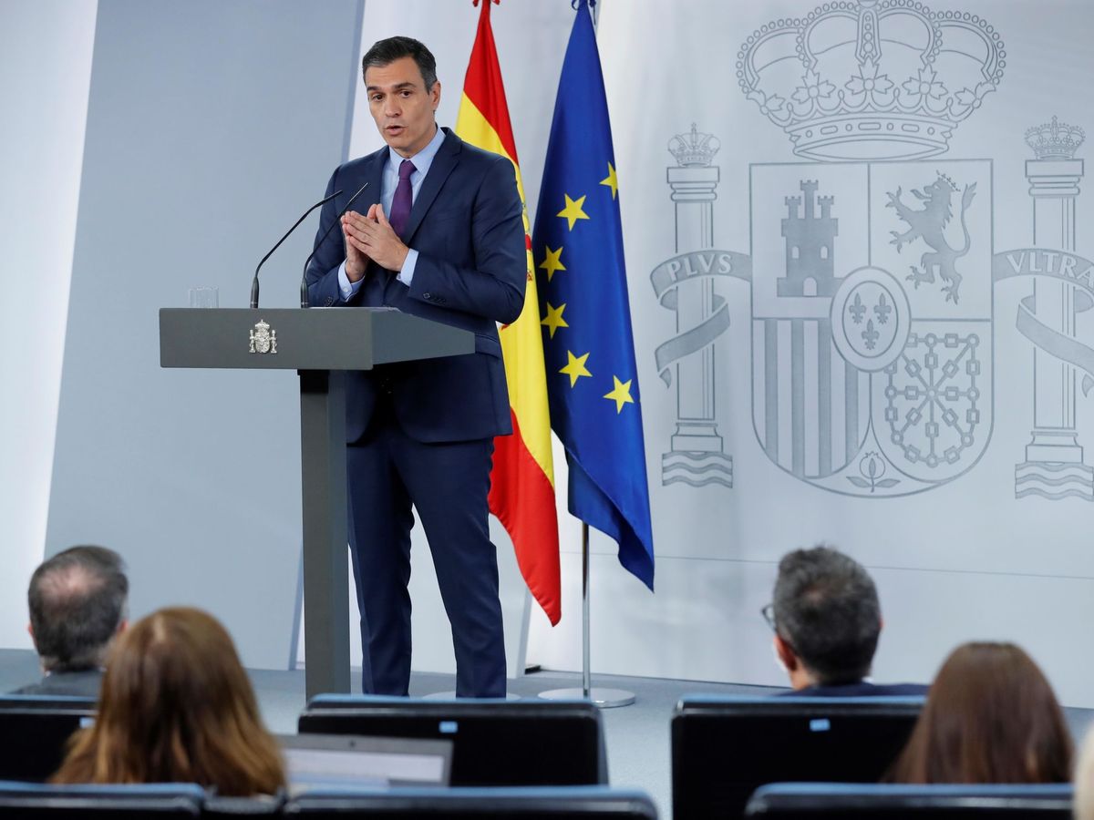 Foto: El presidente del Gobierno, Pedro Sánchez, en su última comparecencia. (EFE)