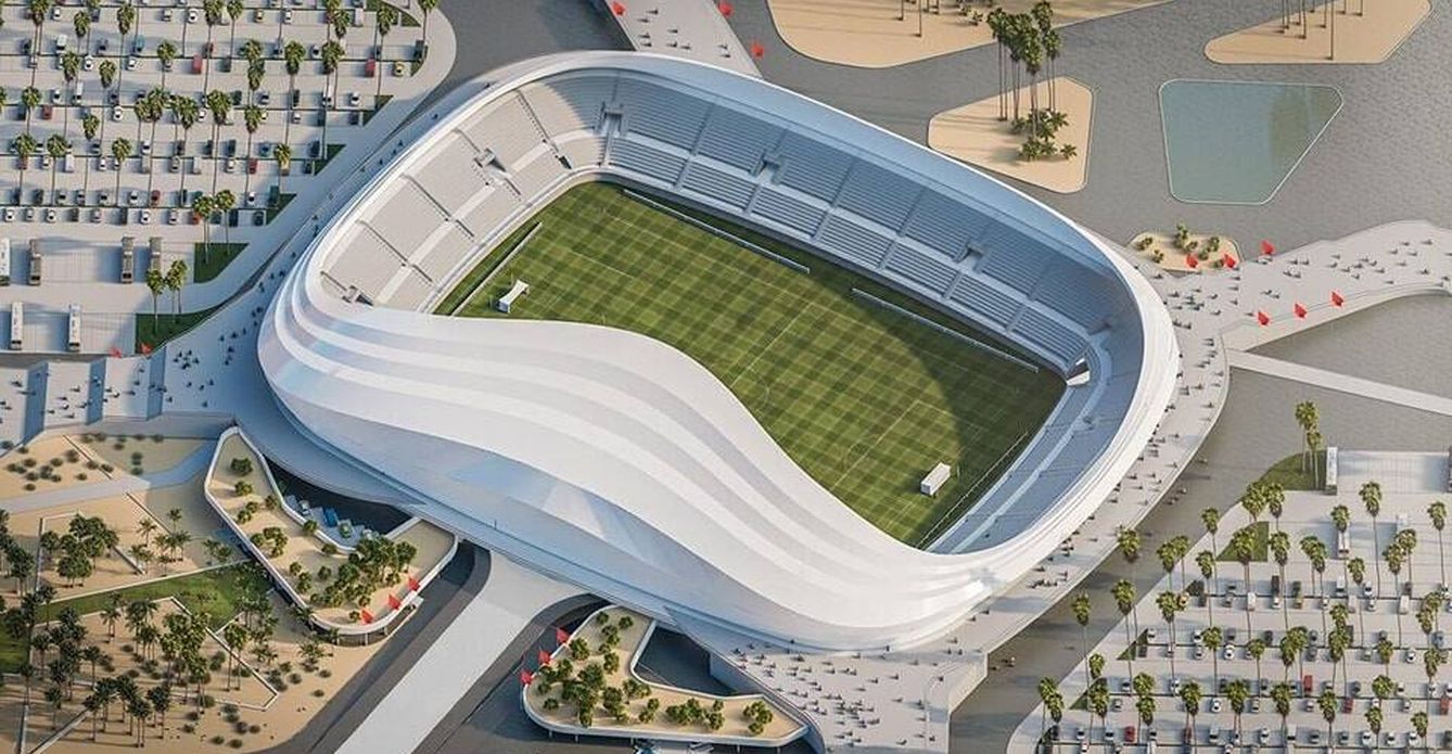 El proyecto de uno de los estadios en Dajla. (Cedida)