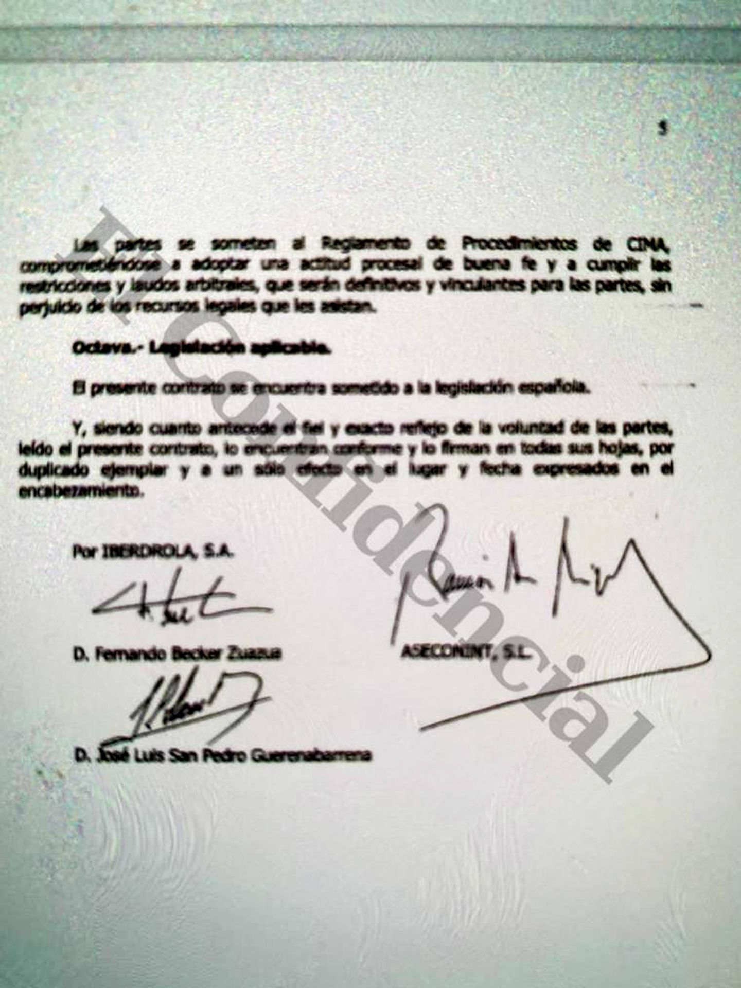 Parte del contrato entre Iberdrola y el exembajador Ramón de Miguel. (Pinche para ampliar)