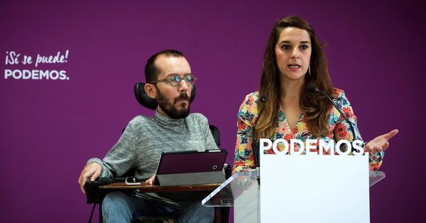 Foto: El Secretario de Organización de Podemos, Pablo Echenique, y la coportavoz del Consejo de Coordinación de Podemos, Noelia Vera, durante la rueda de prensa tras el Consejo de Coordinación. (EFE)