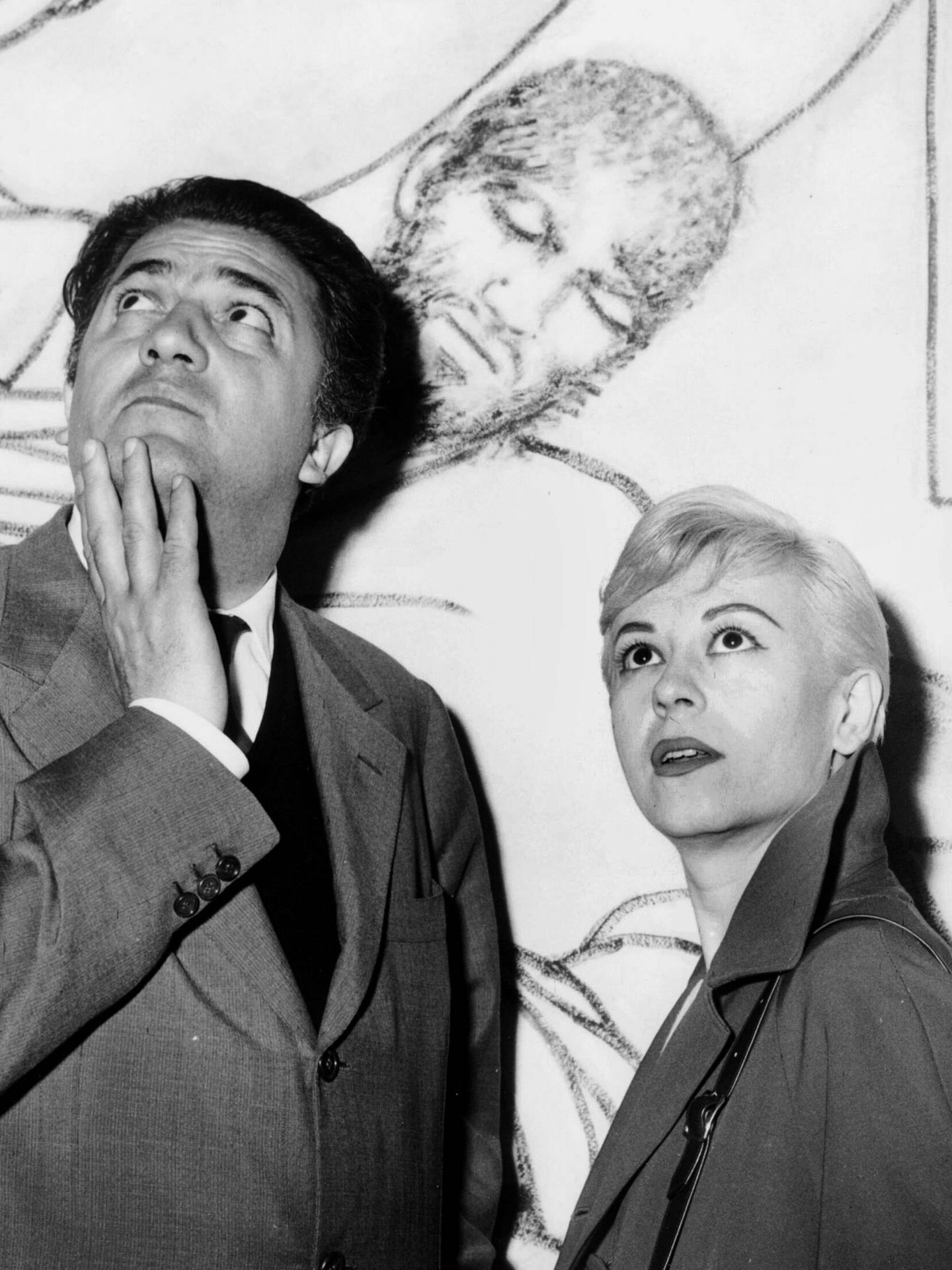 Fellini y Masina durante sus inicios en el cine. (CP)