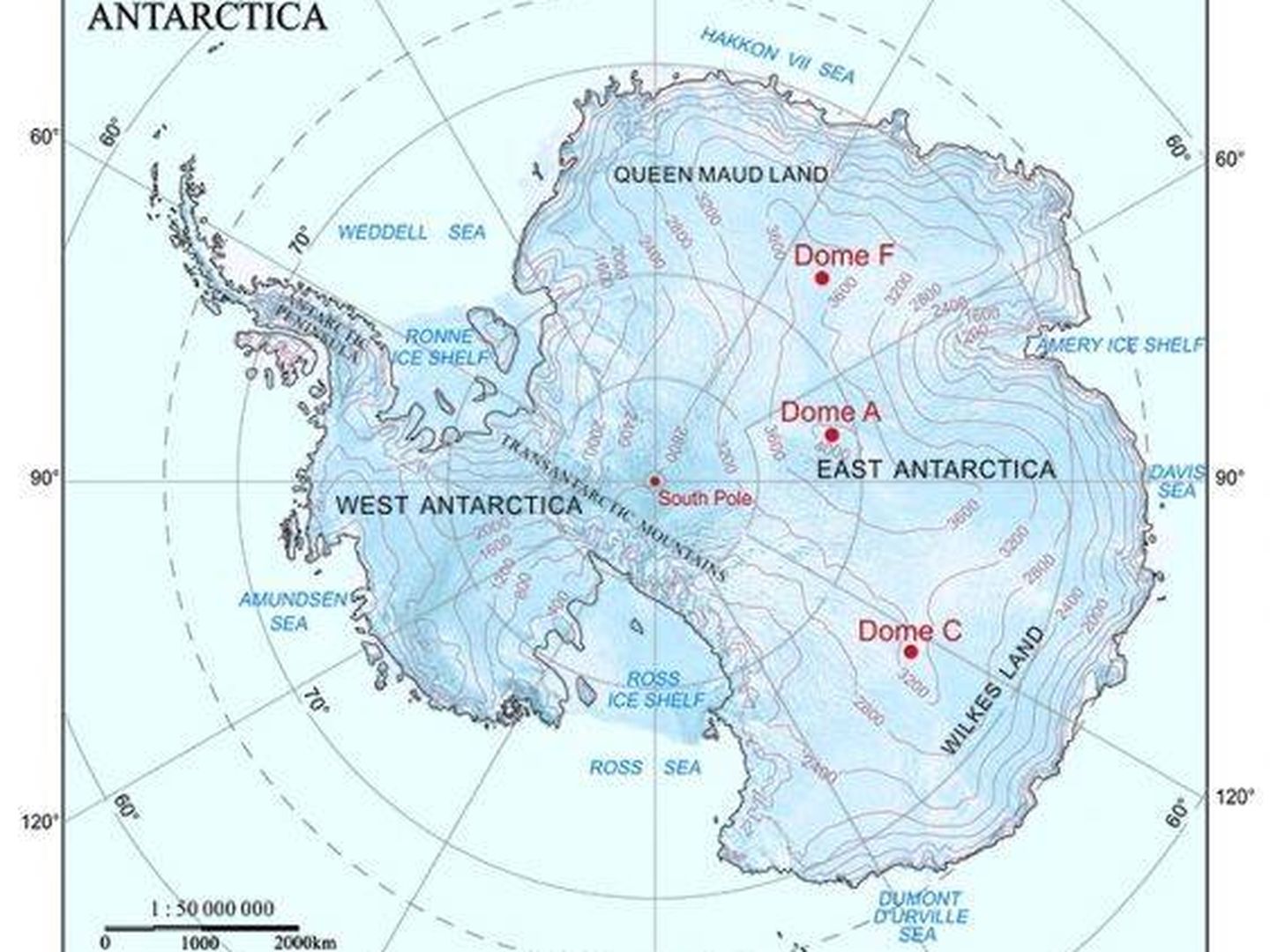 Ubicación de la Cúpula A. (Xiaoping Pang y Shiyun Wang, Centro Antártico Chino de Topografía y Cartografía)